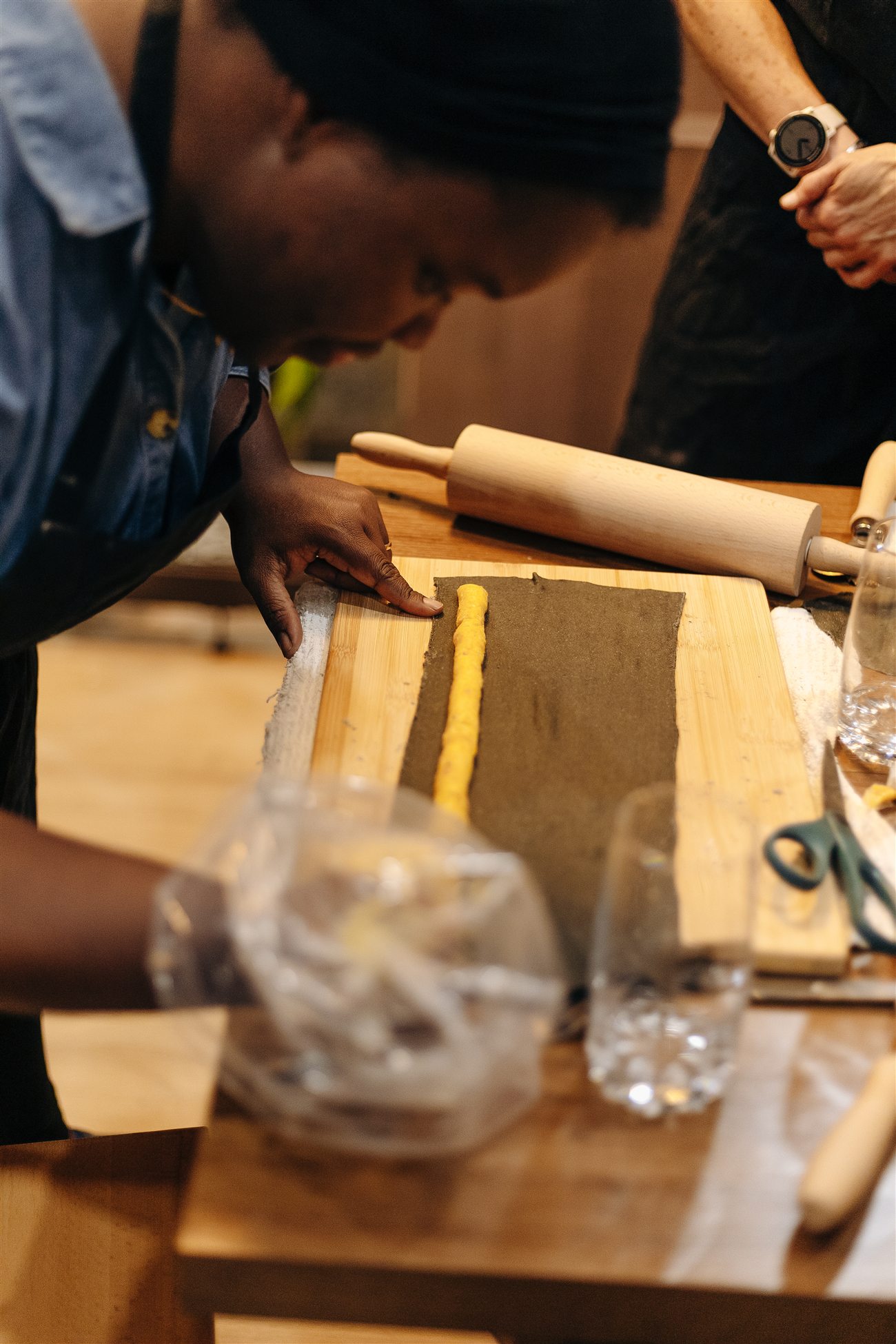 Erika rolling fresh pasta by hand at da Cecot, Edmonton